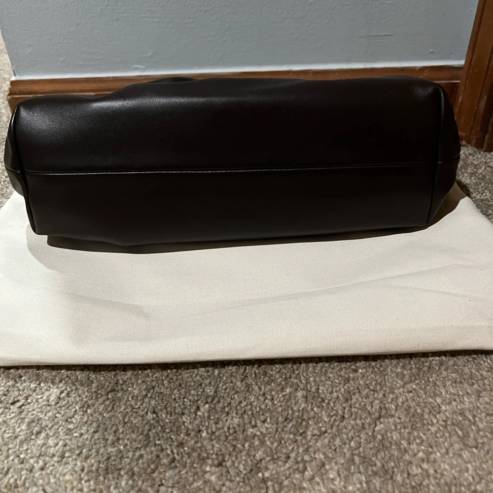 cult gaia Dark Brown Leather Shoulder Bag with Gold Chain